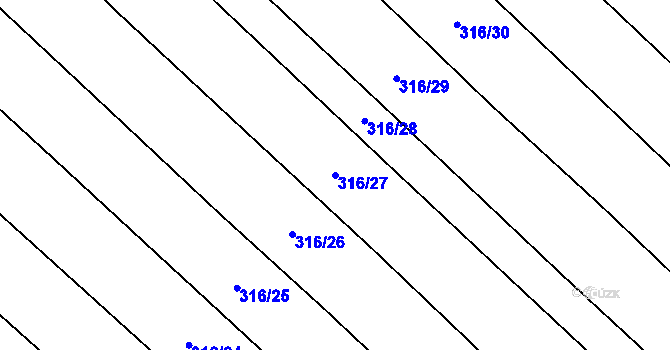 Parcela st. 316/27 v KÚ Střelice u Litovle, Katastrální mapa