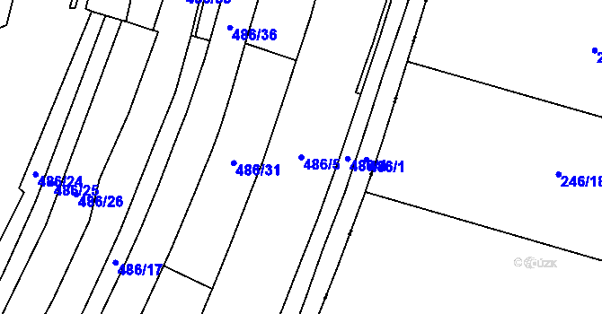 Parcela st. 486/5 v KÚ Střelice u Litovle, Katastrální mapa