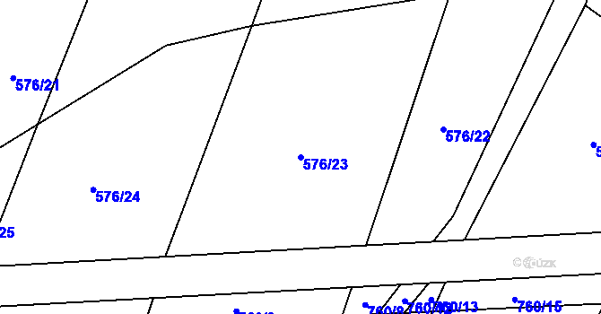 Parcela st. 576/23 v KÚ Střelice u Litovle, Katastrální mapa