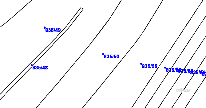 Parcela st. 835/50 v KÚ Střelice u Litovle, Katastrální mapa