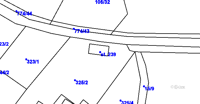 Parcela st. 239 v KÚ Střelice u Litovle, Katastrální mapa