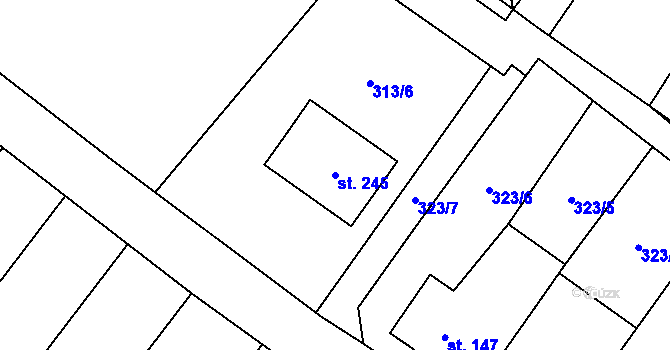 Parcela st. 245 v KÚ Střelice u Litovle, Katastrální mapa