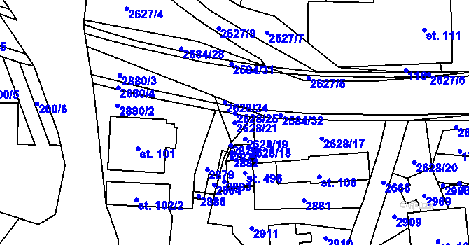 Parcela st. 2628/21 v KÚ Střelná na Moravě, Katastrální mapa