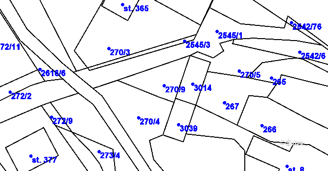 Parcela st. 270/9 v KÚ Střelná na Moravě, Katastrální mapa
