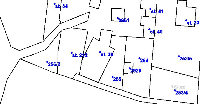 Parcela st. 35 v KÚ Střelná na Moravě, Katastrální mapa