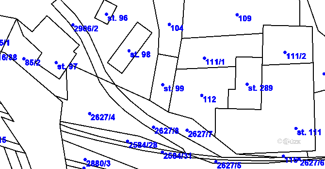 Parcela st. 99 v KÚ Střelná na Moravě, Katastrální mapa