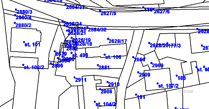 Parcela st. 106 v KÚ Střelná na Moravě, Katastrální mapa