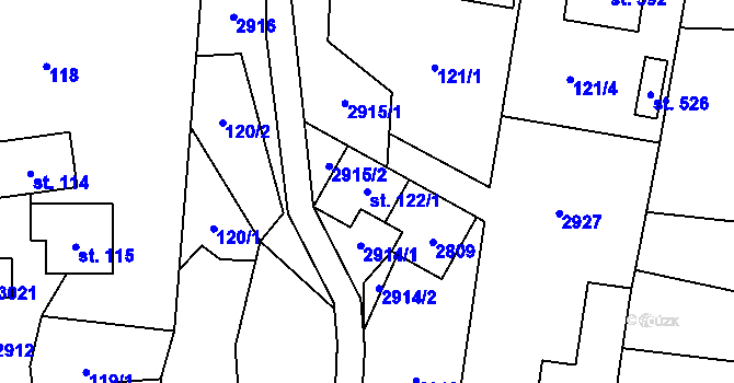 Parcela st. 122/1 v KÚ Střelná na Moravě, Katastrální mapa