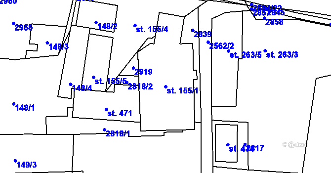 Parcela st. 155/1 v KÚ Střelná na Moravě, Katastrální mapa