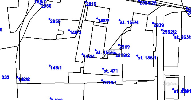 Parcela st. 155/5 v KÚ Střelná na Moravě, Katastrální mapa