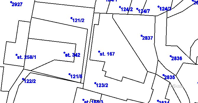 Parcela st. 167 v KÚ Střelná na Moravě, Katastrální mapa