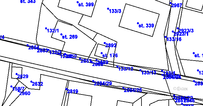 Parcela st. 176 v KÚ Střelná na Moravě, Katastrální mapa