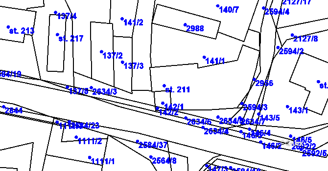 Parcela st. 211 v KÚ Střelná na Moravě, Katastrální mapa