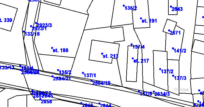 Parcela st. 213 v KÚ Střelná na Moravě, Katastrální mapa