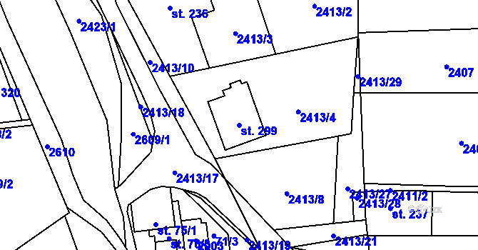 Parcela st. 299 v KÚ Střelná na Moravě, Katastrální mapa