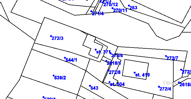 Parcela st. 371 v KÚ Střelná na Moravě, Katastrální mapa