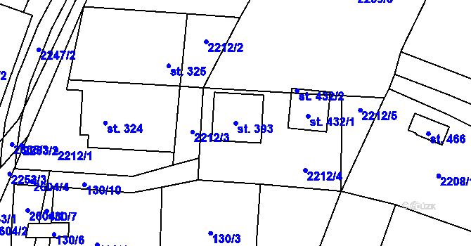 Parcela st. 393 v KÚ Střelná na Moravě, Katastrální mapa
