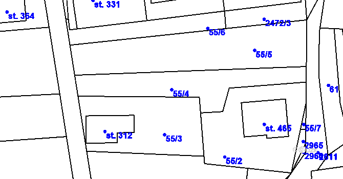 Parcela st. 55/4 v KÚ Střelná na Moravě, Katastrální mapa