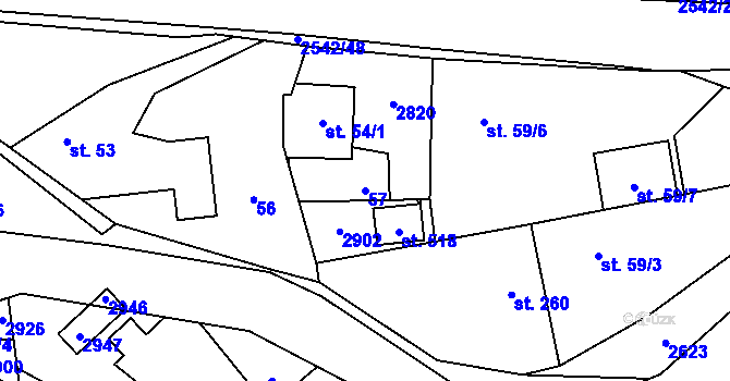 Parcela st. 57 v KÚ Střelná na Moravě, Katastrální mapa