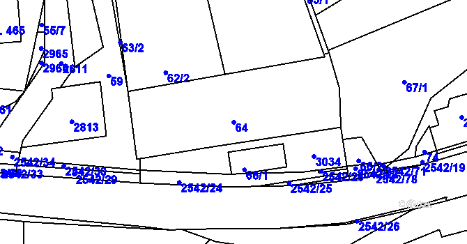 Parcela st. 64 v KÚ Střelná na Moravě, Katastrální mapa