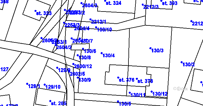 Parcela st. 130/4 v KÚ Střelná na Moravě, Katastrální mapa
