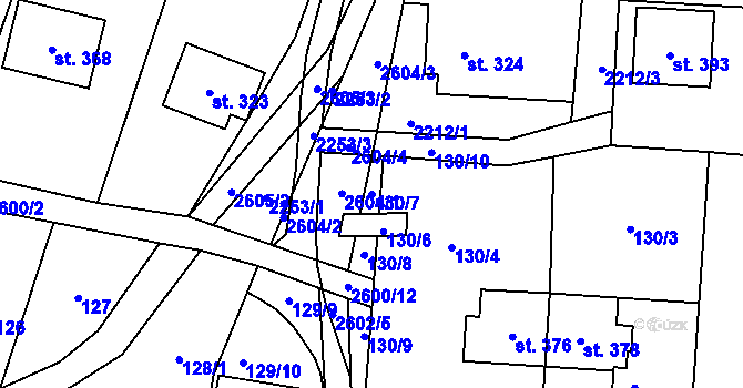 Parcela st. 130/7 v KÚ Střelná na Moravě, Katastrální mapa