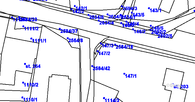 Parcela st. 147/2 v KÚ Střelná na Moravě, Katastrální mapa