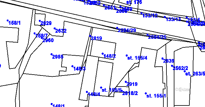 Parcela st. 148/2 v KÚ Střelná na Moravě, Katastrální mapa