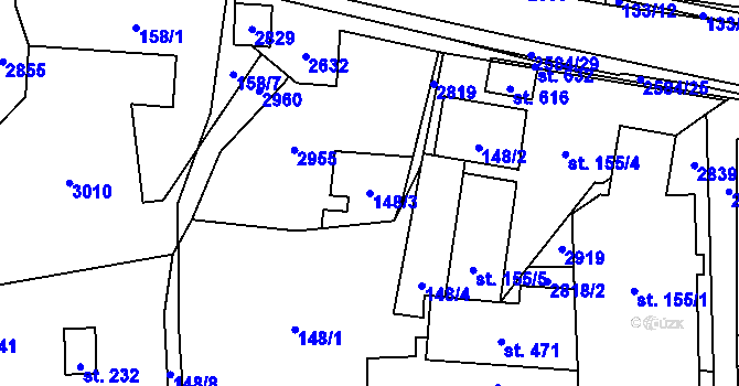 Parcela st. 148/3 v KÚ Střelná na Moravě, Katastrální mapa