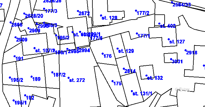 Parcela st. 176 v KÚ Střelná na Moravě, Katastrální mapa