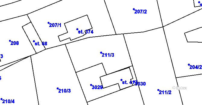 Parcela st. 211/3 v KÚ Střelná na Moravě, Katastrální mapa