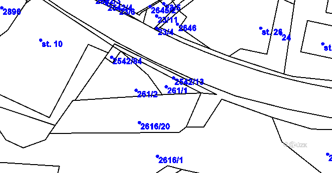 Parcela st. 261/1 v KÚ Střelná na Moravě, Katastrální mapa