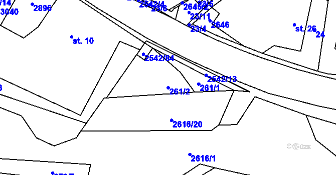 Parcela st. 261/2 v KÚ Střelná na Moravě, Katastrální mapa