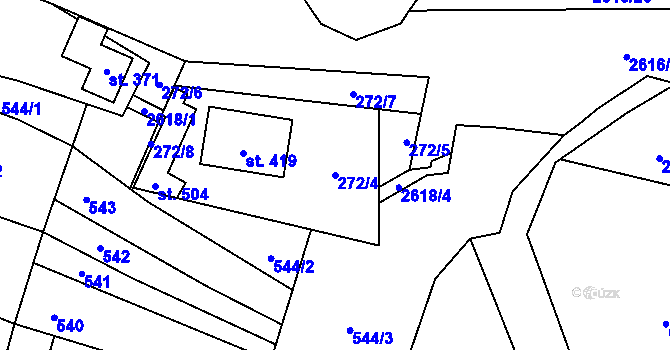 Parcela st. 272/4 v KÚ Střelná na Moravě, Katastrální mapa