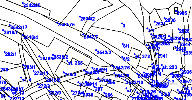 Parcela st. 2542/2 v KÚ Střelná na Moravě, Katastrální mapa