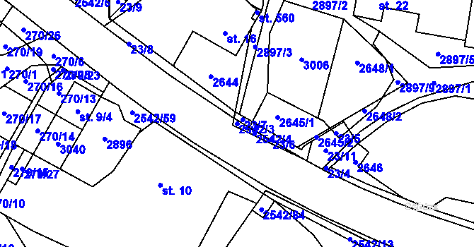 Parcela st. 2542/3 v KÚ Střelná na Moravě, Katastrální mapa