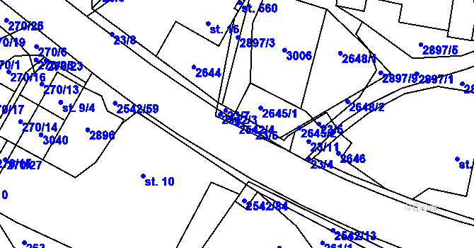 Parcela st. 2542/4 v KÚ Střelná na Moravě, Katastrální mapa