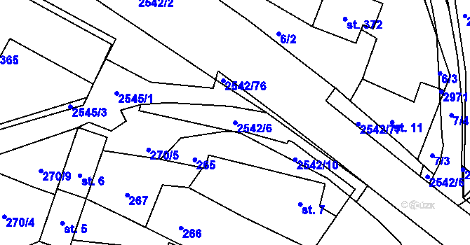 Parcela st. 2542/6 v KÚ Střelná na Moravě, Katastrální mapa