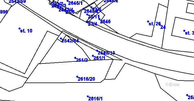 Parcela st. 2542/13 v KÚ Střelná na Moravě, Katastrální mapa