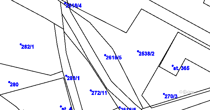 Parcela st. 2616/5 v KÚ Střelná na Moravě, Katastrální mapa