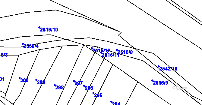 Parcela st. 2616/11 v KÚ Střelná na Moravě, Katastrální mapa
