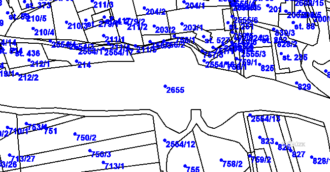 Parcela st. 2655 v KÚ Střelná na Moravě, Katastrální mapa