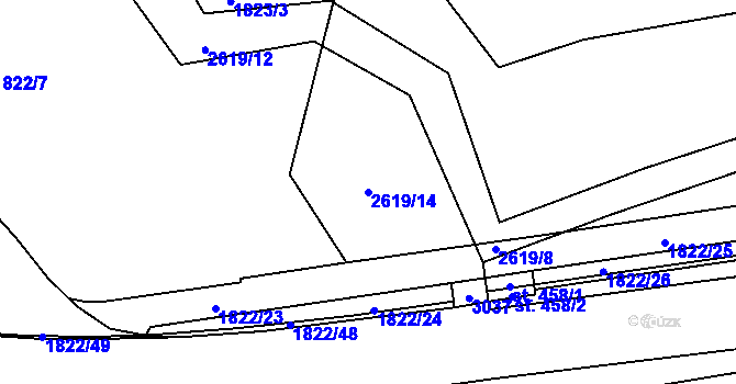 Parcela st. 2619/14 v KÚ Střelná na Moravě, Katastrální mapa