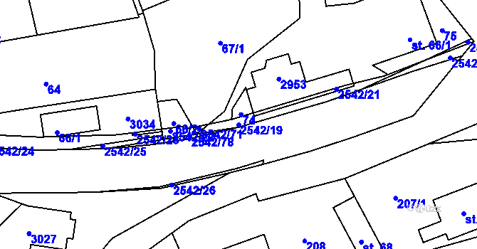 Parcela st. 2542/19 v KÚ Střelná na Moravě, Katastrální mapa