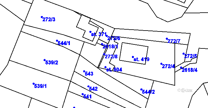 Parcela st. 272/8 v KÚ Střelná na Moravě, Katastrální mapa
