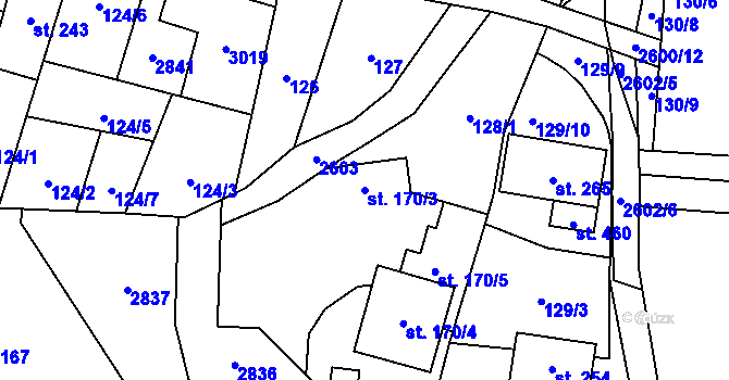 Parcela st. 170/3 v KÚ Střelná na Moravě, Katastrální mapa
