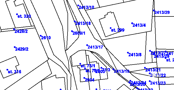 Parcela st. 2413/17 v KÚ Střelná na Moravě, Katastrální mapa
