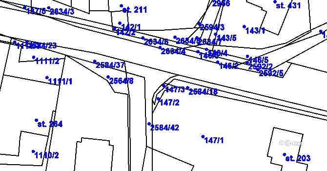 Parcela st. 147/3 v KÚ Střelná na Moravě, Katastrální mapa