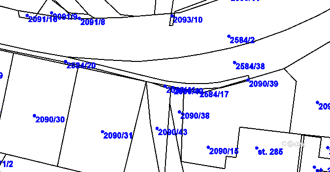 Parcela st. 2090/41 v KÚ Střelná na Moravě, Katastrální mapa