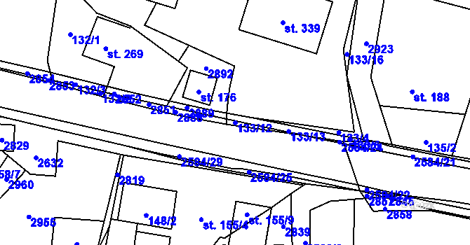 Parcela st. 133/12 v KÚ Střelná na Moravě, Katastrální mapa